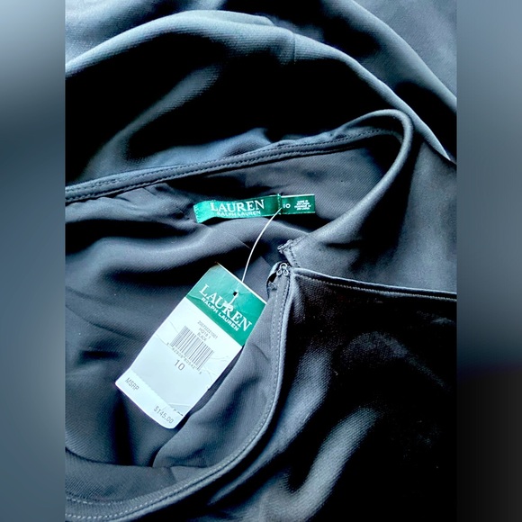 Ralph Lauren, Black Satin One shoulder Cocktail Party Dress, Formal - Picture 8 of 8